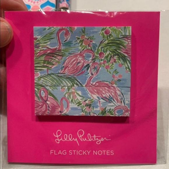 Lilly Pulitzer Pink Flamingo journal, sticky notes, and writing pen - Picture 2 of 3